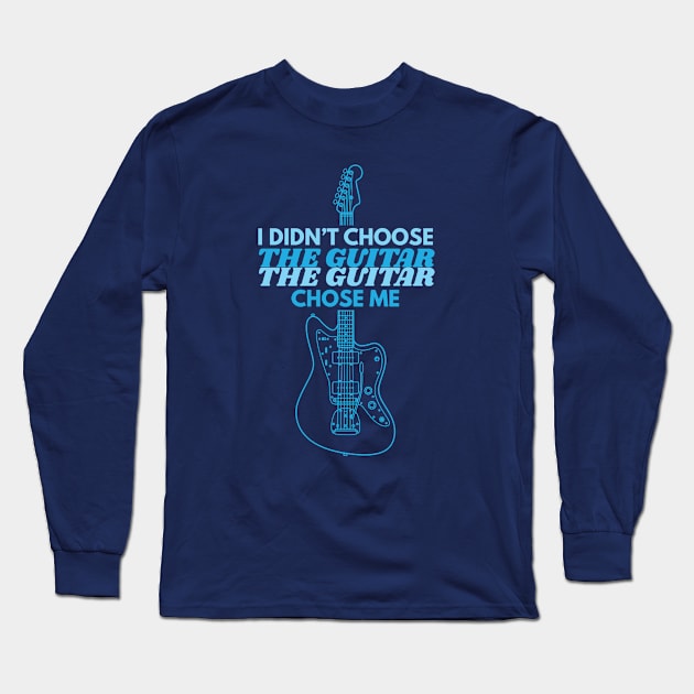 I Didn't Choose The Guitar Offset Style Electric Guitar Outline Long Sleeve T-Shirt by nightsworthy